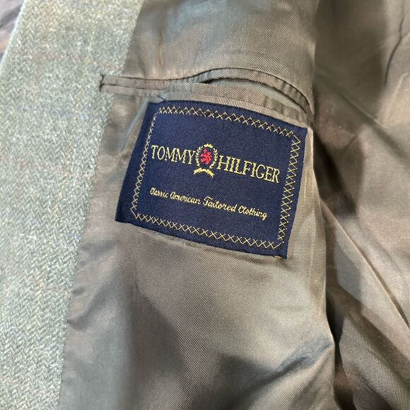 Vintage Tommy Hilfiger Mens Blazer 44R Green Single Vent Made In USA Jacket Only - Picture 9 of 16